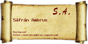 Sáfrán Ambrus névjegykártya